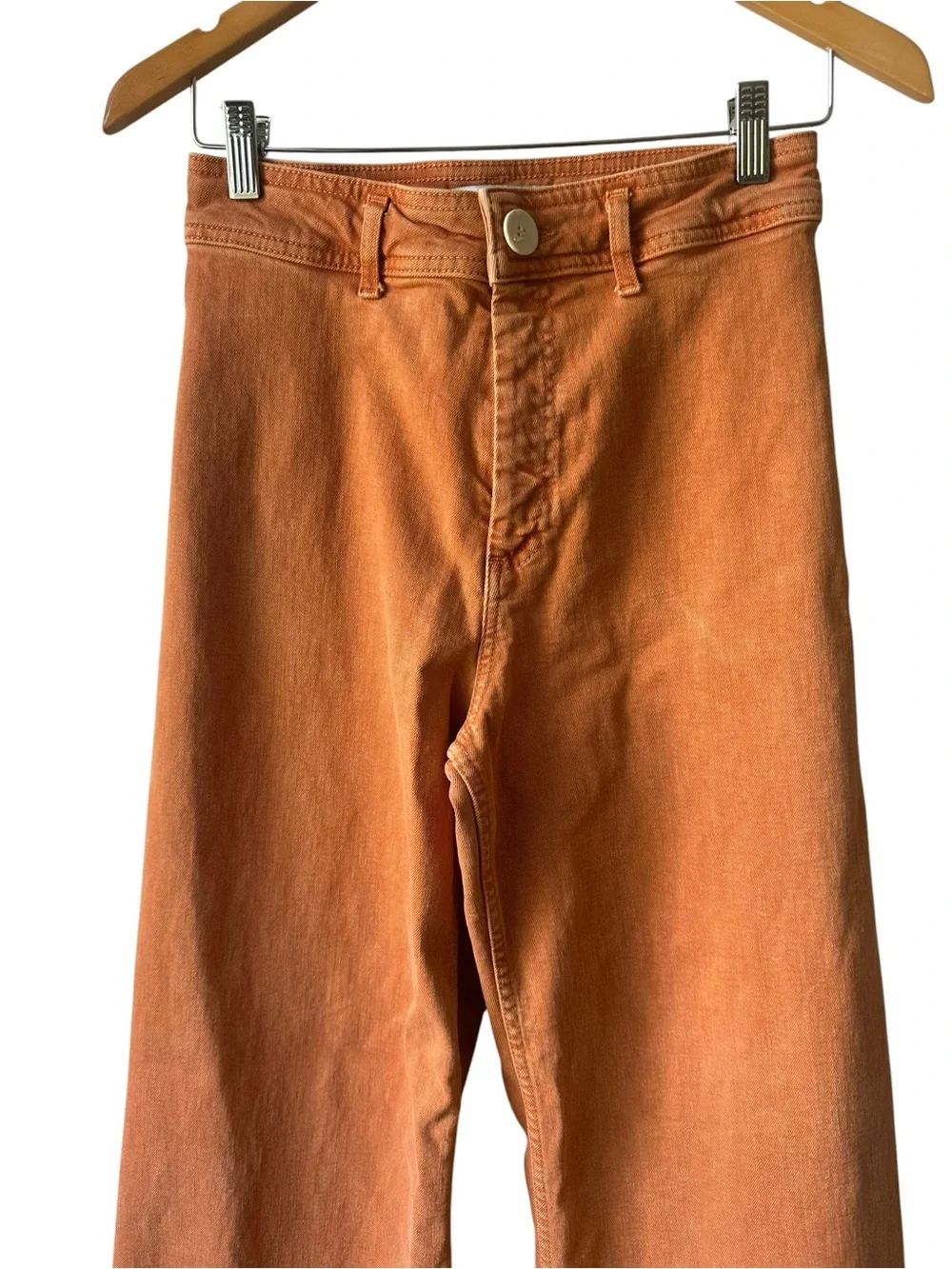 Zara High-Waist Wide Leg Jeans in Burnt Orange